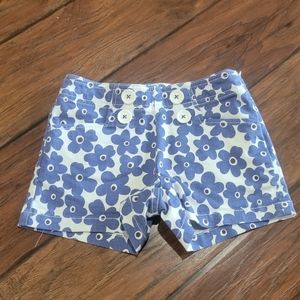 Mini Boden Blue and White Floral Cotton Shorts